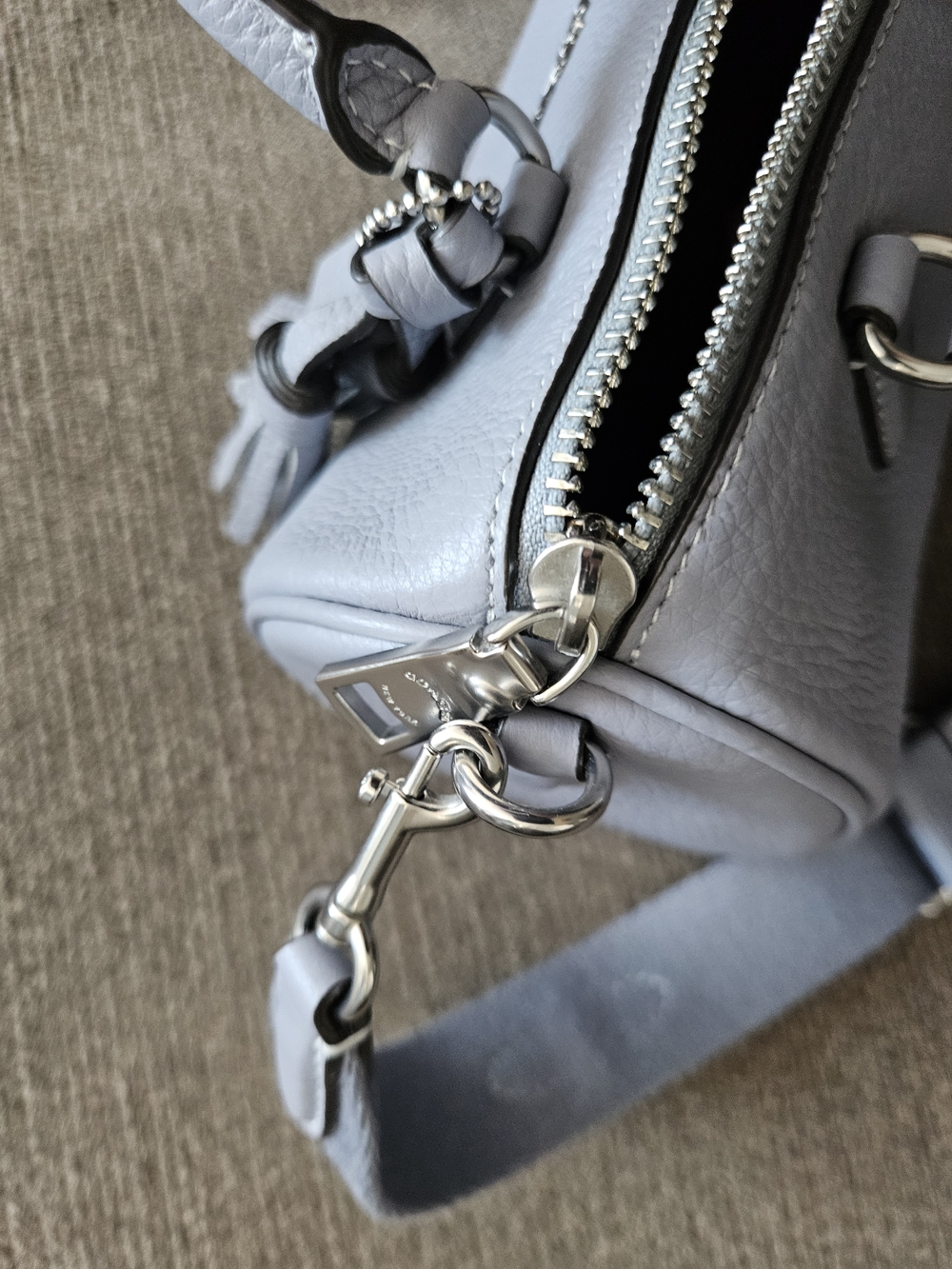 Coach Mini Bennett Satchel Purse Tote Bag Periwinkle Blue Pebbled Leather RARE - Picture 5 of 13